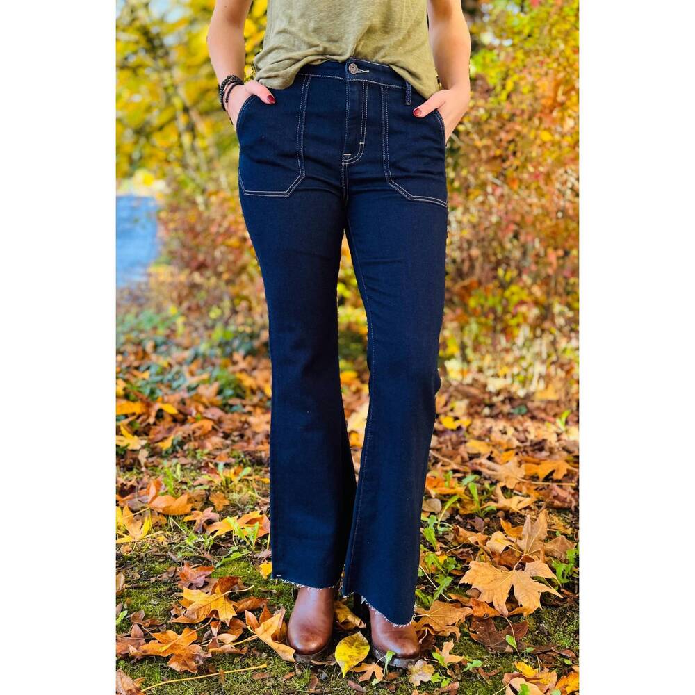 NEW HIDDEN happi flare with utility pocket jeans in rinse